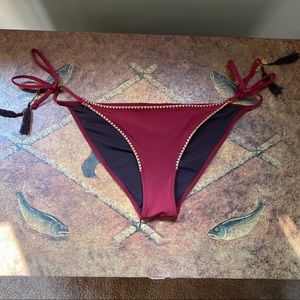 H&M • Maroon Swim Bottom w/ Gold Stitching • Sz 12